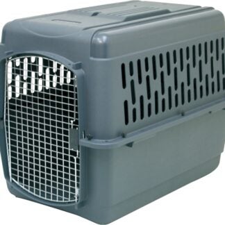 Aspenpet Pet Porter 21183 Pet Carrier, 36 in W, 25 in D, 27 in H, Plastic, Black/Dark Gray, Chrome