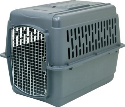 Aspenpet Pet Porter 21183 Pet Carrier, 36 in W, 25 in D, 27 in H, Plastic, Black/Dark Gray, Chrome