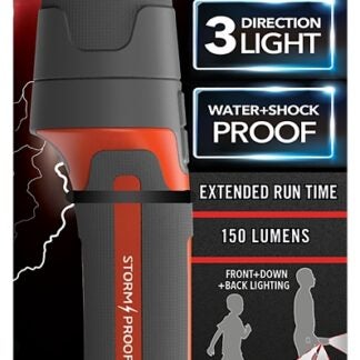 Dorcy Storm Proof Series BA38-60634-RED Pathlight, AA Battery, LED Lamp, 150 Lumens, 300 m Beam Distance, Black/Red