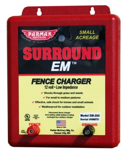 Parmak Surround EM EM-200 Electric Fence Charger, 1 to 2 J Output Energy, 12 V