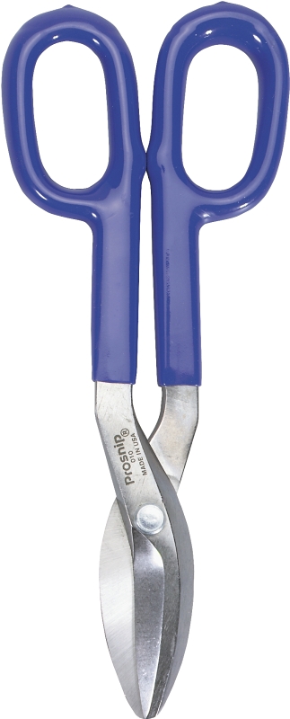 IRWIN 22010 Tinner Snip, 10 in OAL, 2 in L Cut, Curved, Straight Cut, Steel Blade, Double-Dipped Handle, Blue Handle