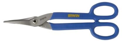 IRWIN 23012 Tinner Snip, 12-3/4 in OAL, 2-3/4 in L Cut, Curved, Straight Cut, Steel Blade, Double-Dipped Handle