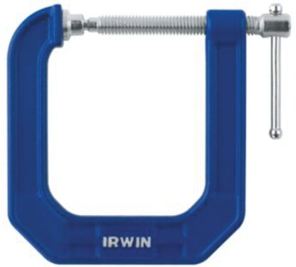 IRWIN 225123 C-Clamp, 900 lb Clamping, 2 in Max Opening Size, 3-1/2 in D Throat, Steel Body, Blue Body