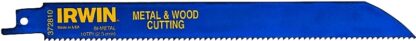 IRWIN 372810P5 Reciprocating Saw Blade, 2 in W, 8 in L, 10 TPI, Bi-Metal Cutting Edge