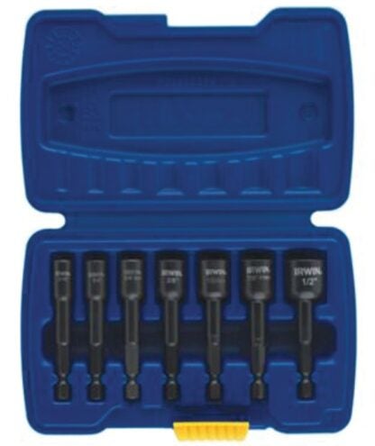 IRWIN POWER-GRIP 394100 Bolt Extractor Set, 7-Piece, HCS, Black Oxide, Specifications: Reverse Spiral Flute