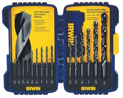 IRWIN 314015 Jobber Length Drill Bit Set, 15-Piece, Steel, Black Oxide