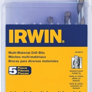 IRWIN 4935078 Drill Bit Set, Multi-Material, 5-Piece, Steel, Uncoated