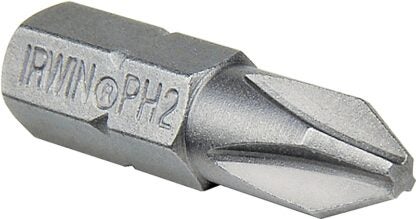 IRWIN 91840 Screwdriver Bit, #2 Drive, Phillips Drive, 1/4 in Shank, Hex Shank, 1 in L, Steel