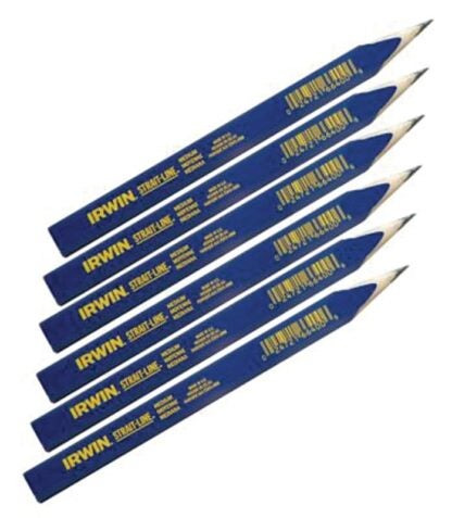 IRWIN 66301 Carpenter Pencil, Blue, 7 in L, Wood Barrel Sells in Quantity of 12