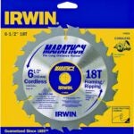 IRWIN MARATHON 14020 Circular Saw Blade, 6-1/2 in Dia, 5/8 in Arbor, 18-Teeth, Carbide Cutting Edge