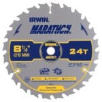 IRWIN MARATHON 14050ZR Table Saw Blade, 8-1/4 in Dia, 5/8 in Arbor, 24-Teeth, Carbide Cutting Edge