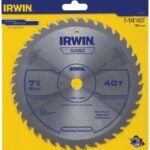 IRWIN 15230ZR Circular Saw Blade, 7-1/4 in Dia, 5/8 in Arbor, 40-Teeth, Carbide Cutting Edge