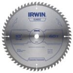 IRWIN 15370 Circular Saw Blade, 10 in Dia, 5/8 in Arbor, 60-Teeth, Carbide Cutting Edge