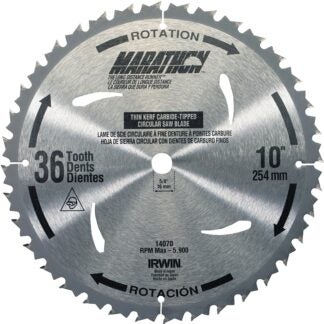 IRWIN MARATHON 24070 Table Saw Blade, 10 in Dia, 5/8 in Arbor, 40-Teeth, Carbide Cutting Edge Sells in Quantity of 5