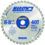 IRWIN MARATHON 14053 Table Saw Blade, 8-1/4 in Dia, 5/8 in Arbor, 40-Teeth, Carbide Cutting Edge