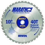 IRWIN MARATHON 14070 Table Saw Blade, 10 in Dia, 5/8 in Arbor, 40-Teeth, Carbide Cutting Edge