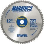 IRWIN MARATHON 14082 Table Saw Blade, 12 in Dia, 1 in Arbor, 72-Teeth, Carbide Cutting Edge