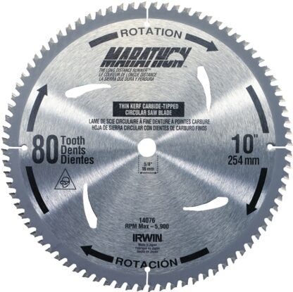 IRWIN MARATHON 14084 Table Saw Blade, 12 in Dia, 1 in Arbor, 100-Teeth, Carbide Cutting Edge