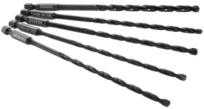 IRWIN 1881078 Impact Drill Bit Set, 5-Piece, Carbide, Black Oxide