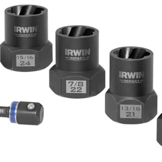 IRWIN Bolt-Grip 1859146 Lug Nut Set, 6-Piece, HCS, Specifications: Reverse Spiral Flute