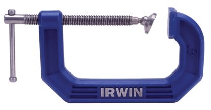 IRWIN 2025101 C-Clamp, 10 lb Clamping, 1-1/2 in Max Opening Size, 1-1/2 in D Throat, Steel Body, Blue Body