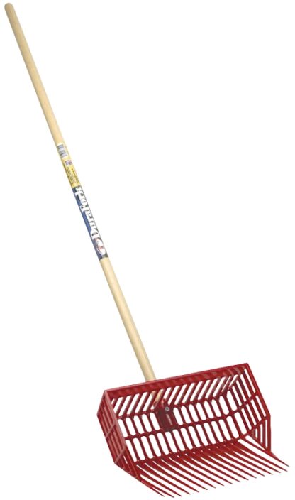 Little Giant DuraPitch II DP2RED Manure Fork, Basket Tine, Polycarbonate Tine, Wood Handle, Red, 52 in L Handle