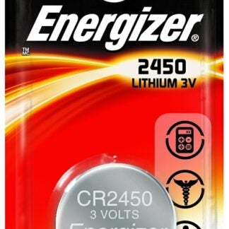 Energizer ECR2450BP Coin Cell Battery, 3 V Battery, 620 mAh, CR2450 Battery, Lithium, Manganese Dioxide Sells in Quantity of 6