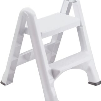 Rubbermaid EZ-Step Series FG420903WHITE Folding Step Stool, 25 in H, White