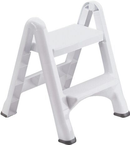 Rubbermaid EZ-Step Series FG420903WHITE Folding Step Stool, 25 in H, White