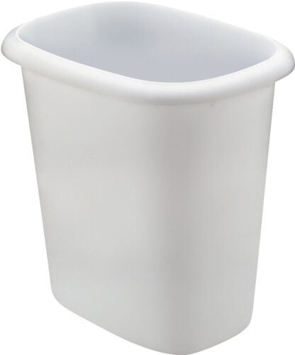 Rubbermaid FG295300 WHT Waste Basket, 6 qt Capacity, Plastic, White, 9 in H