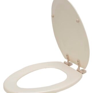 ProSource T-19WM-B-3L Toilet Seat, Elongated, MDF Molded Fiberboard, Bone, Plastic Hinge