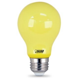 Feit Electric A19/BUG/LED LED Bug Light, General Purpose, A19 Lamp, E26 Lamp Base, Yellow, Yellow Light