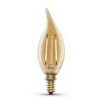 Feit Electric CFT/VG/LED LED Bulb, Decorative, 40 W Equivalent, E12 Lamp Base, Dimmable, Amber, Soft White Light Sells in Quantity of 4