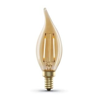 Feit Electric CFT/VG/LED LED Bulb, Decorative, 40 W Equivalent, E12 Lamp Base, Dimmable, Amber, Soft White Light Sells in Quantity of 4