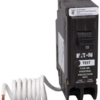 Eaton BRN115GFC Circuit Breaker, GFCI, Type BR, 15 A, 1-Pole, 120 VAC, Center, Long Time, Instantaneous Trip