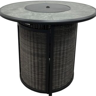 Seasonal Trends H23S7430R High Wicker Dining Table, 42.13 in W, 42.13 in D, 36 in H, Steel Frame, Round Table