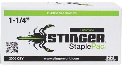 Stinger 136074 Cap Staple, 7/16 in W Crown, 1-1/4 in L Leg, 16 Gauge, Carbon Steel, Electro-Galvanized