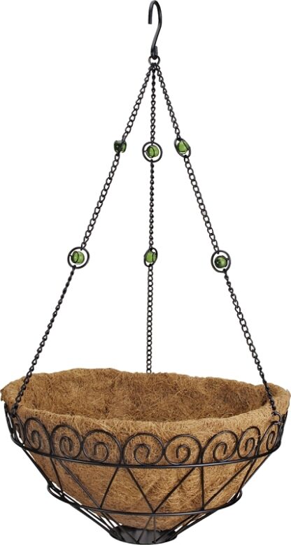 Landscapers Select T0017-3L Hanging Planter with Coconut Fiber Liner, Circle, 22 lb Capacity, Natural Coconut/Steel Sells in Quantity of 6