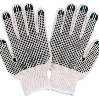 Diamondback FO809PVD2 Knitted Work Gloves with PVC Dots, One-Size, Ribbed Knit Wrist, 60% Cotton 40% Polyester, Natural White