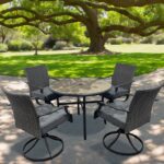 Seasonal Trends SH23S0890S Willow Creek Swivel Dining Set, 5-Piece, 250 lb Seating, Round Table, Steel Tabletop