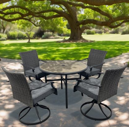 Seasonal Trends SH23S0890S Willow Creek Swivel Dining Set, 5-Piece, 250 lb Seating, Round Table, Steel Tabletop