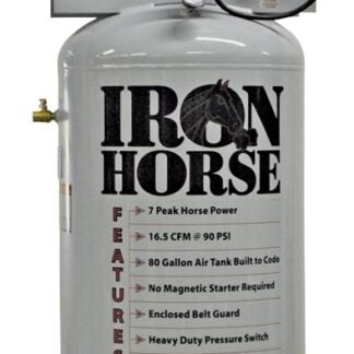 Iron Horse IHD7180V1 Air Compressor, 80 gal Tank, 7 hp, 208/230 V, 90 psi Pressure, 1-Stage, 16.5 cfm Air