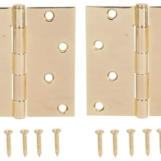 ProSource BH-502PB-PS Square Corner Door Hinge, Steel, Brass, Loose Pin, 180 deg Range of Motion, Screw Mount Mounting