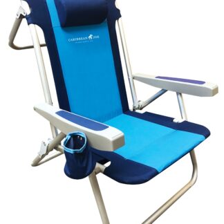 Caribbean Joe CJ-7781 Backpack Chair w/Pillow, 20 in W, 25-1/2 in D, 32-1/2 in H, Aluminum Frame, Polyester Seat Sells in Quantity of 4