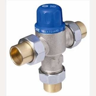 Cash Acme Heatguard 110-D Series 24501 Thermostatic Mixing Valve, Brass/Bronze/EPDM/Noryl GFN2/Polymer/Steel