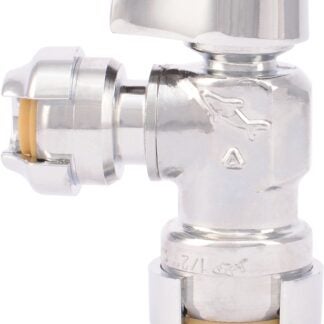 SharkBite 23048-0000LFCA Angle Stop Valve, 1/2 x 1/4 x 3/8 in Connection, Push-To-Connect, 200 psi Pressure, Brass Body