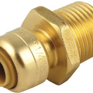 SharkBite U110LFA Pipe Connector, 1/4 x 1/2 in, MNPT, Brass, 200 psi Pressure