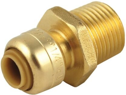 SharkBite U110LFA Pipe Connector, 1/4 x 1/2 in, MNPT, Brass, 200 psi Pressure