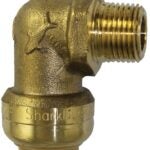 SharkBite U281LFA Dishwasher Elbow, 1/2 x 3/8 in, Slip Joint x MNPT, Brass, Chrome/Natural Brass