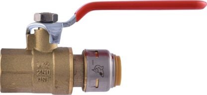 SharkBite Max UR22182 Ball Valve, 1/2 in Connection, Push x FNPT, 250 psi Pressure, DZR Brass Body